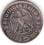 GERMANIA 5 MARCI REICHSMARK 1936 Lit. D