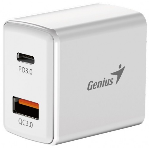 ALIMENTATOR retea Genius Quick Charge 20W, 1 x USB-A + 1 x USB Type-C, PD 20W USB-C sau USB-A, cablu USB-C 1m, alb, &quot;32590009400&quot; (timbru verde 0.18 l