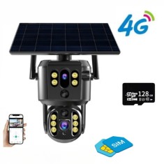 Camera de supraveghere Damar, Conexiune 4G, Panou solar de 8W si o baterie incorporata de 20, 000 mAh, 4MP, Ultra HD cu vedere nocturna in infrarosu,