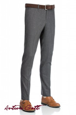 Pantaloni Barbati Gri Slim Fit Office PT1858 01 foto