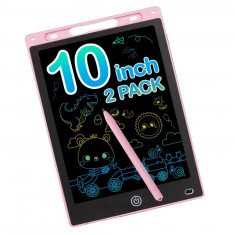 Tableta LCD de 10 inchi pentru copii, de colorat si scris, reutilizabila, Roz - RESIGILAT