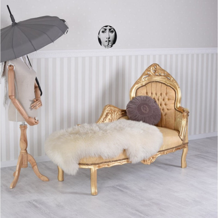 Sofa din lemn masiv auriu cu tapiterie din matase aurie CAT590A06