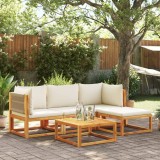 VidaXL Set canapele de grădină cu 5 piese, lemn de salc&acirc;m și fr&acirc;nghie 3278849