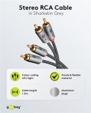 Cablu stereo 2x RCA tata-tata 1m premium extrem de flexibil textil negru Goobay Plus 65292