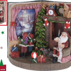 Decoratiune luminoasa Book w Santa standing , 30.5x19x24.5 cm, poliston, muliticolor