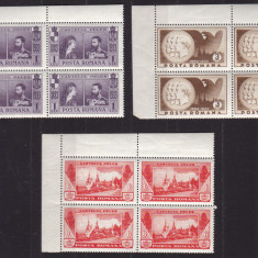 ROMANIA 1933 LP 105 SEMICENTENARUL CASTELULUI PELES BLOCURI DE 4 TIMBRE MNH