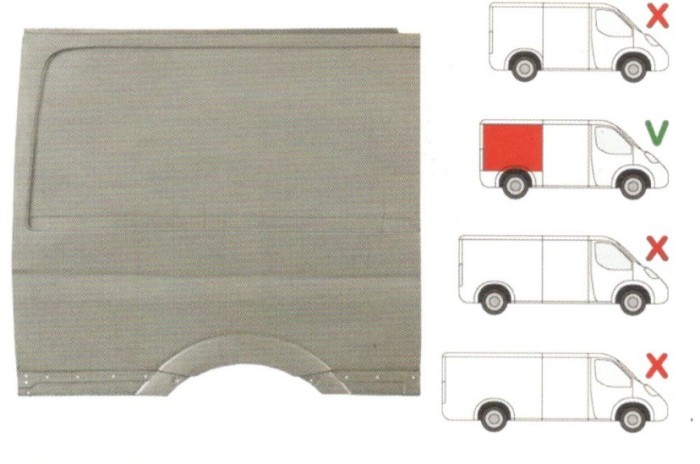 Aripa spate Mercedes Sprinter 209-524, 07.2006-10.2013, Vw Crafter (2e), 12.2005-, Dreapta, Spate, Spatiul De Incarcare L = 3265mm, Pana La Pavilion,