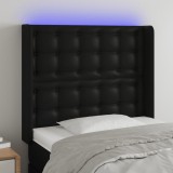 Cumpara ieftin Tăblie de pat cu LED, negru, 103x16x118/128 cm, piele ecologică