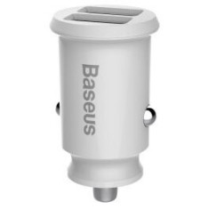 Incarcator auto Baseus Grain, 2 x USB Output 5V/3.1A, 15W total ambele porturi, pt. bricheta auto, alb