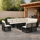 Cumpara ieftin Set de canapele pentru gradina 11 buc. Negru si Alb crem