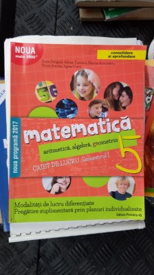 MATEMATICA ALGEBRA GEOMETRIE CLASA A 5 A CAIET DE LUCRU SEMESTRUL 1 PELIGRAD foto