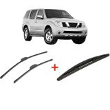 Cumpara ieftin Set 3 stergatoare NISSAN PATHFINDER III (R51) din 2005 - 2010, pentru parbriz si luneta fata si spate auto, Bosch Twin, din cauciuc siliconat rezisten