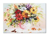 Cumpara ieftin Tablou 3D vaza cu flori pictat manual, Ikebana, 70x50cm ulei pe panza in relief, Valentin Pop