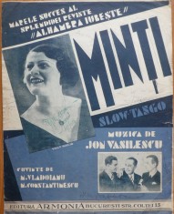 Partitura cantata la Teatrul de Revista Alhambra, Minti, muzica Ion Vasilescu