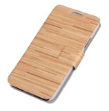 Husa tip carte crem-ecru (Wood Grain) cu stand pentru Samsung Galaxy S5 G900, Cu clapeta, Piele Ecologica