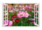 Sticker decorativ, Fereastra 3D, Flori, 85 cm, 333STK, natura si peisaje