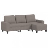 Canapea cu 3 locuri si taburet, taupe, 180 cm, material textil
