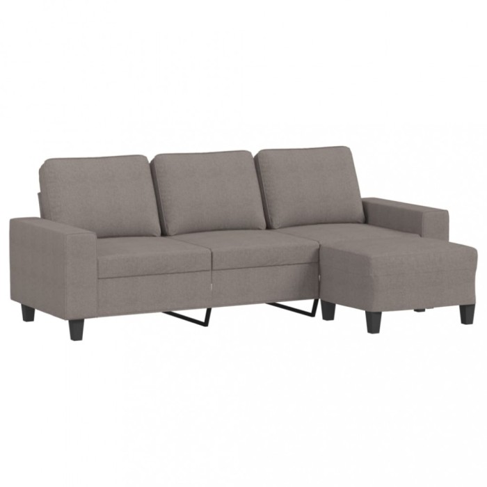 Canapea cu 3 locuri si taburet, taupe, 180 cm, material textil
