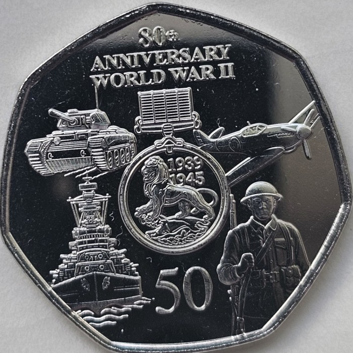 50 pence 2025 Gibraltar, 80th Anniversary of the end of World War II , unc