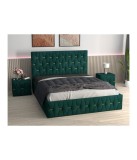 Pat Tapitat Eric Verde + Saltea Lux Ortopedica + Noptiere Tapitate 160x200cm