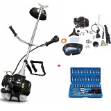 Cumpara ieftin Motocoasa pe benzina TitanBlade PRO 7 stele, 12000RPM, 58CC, 8.5 CP, model 2026 + Cadou trusa chei 46 piese, Calitate Premium, Consum Redus