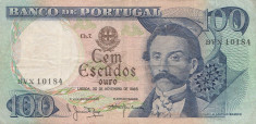 Portugalia 100 escudos 1965 foto