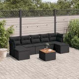 Cumpara ieftin Gossi set mobilier de gradina cu perne, 8 piese, negru, poliratan