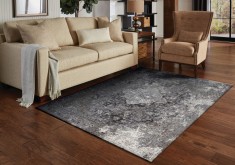 Covor Premium Egiptean Model Virgo 8020E, Marime 160 x 235 cm, Gri, Inaltime Fir 7 mm, Antialergic, Poliester, Living, Dormitor, Sufragerie, Birou