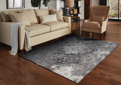 Covor Premium Egiptean Model Virgo 8020E, Marime 160 x 235 cm, Gri, Inaltime Fir 7 mm, Antialergic, Poliester, Living, Dormitor, Sufragerie, Birou foto
