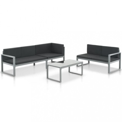 Gossi set mobilier de gradina cu perne 3 piese negru aluminiu foto