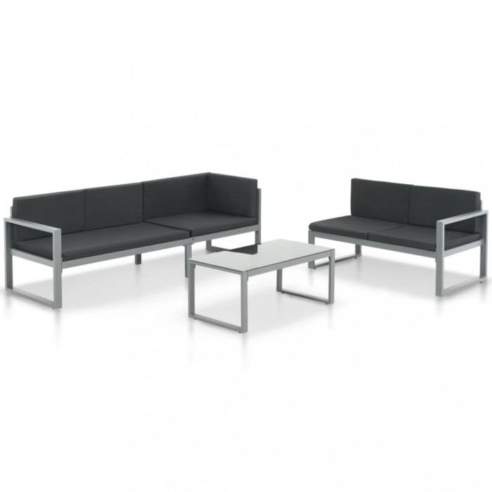 Gossi set mobilier de gradina cu perne 3 piese negru aluminiu