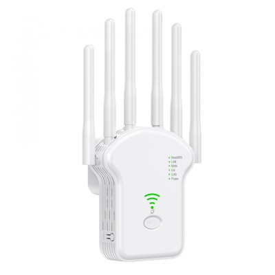 Amplificator Semnal Wireless WI-Fi 3 in 1 BiXXBi 1200 Mbps, Dual-Band 2.4G/5G, 6 antene 5db, Configurare Rapida WPS, WI-FI Simultan, WAN, LAN, Alb foto