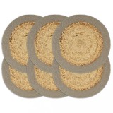 VidaXL Naproane, 6 buc., natural și gri, 38 cm, iută și bumbac