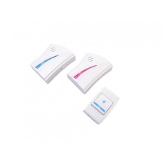 Set doua sonerii la priza si buton fara fir , 32 tonuri , alb