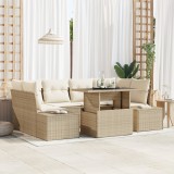 vidaXL Set 7 Piese Canapea Grădină cu Perne Bej Ratan Poly