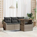 vidaXL Set de canapele pentru grădină 5 pcs Gri Rattan poli