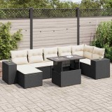 Cumpara ieftin Gossi set mobilier de gradina cu perne, 8 piese, negru, poliratan