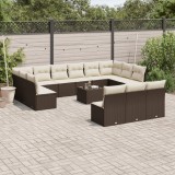 Cumpara ieftin Set mobilier de grădină cu perne, 14 piese, maro, poliratan