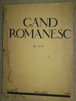 Revista Gand Romanesc, nr. 5-7 / 1937, Blaga, V. Bancila, Ion Chinezu, Olga Caba foto