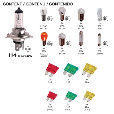 Set becuri rezerva H4, 30 de Piese, Include Becuri si Sigurante foto