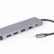 DOCKING Station Gembird universal,3-in-1, conec PC USB Type C, USB-C x 1, USB-A 3.0 x 3, HDMI x 2, PD 100W, argintiu &quot;A-CM-COMBO3-03&quot; (timbru verde 0.