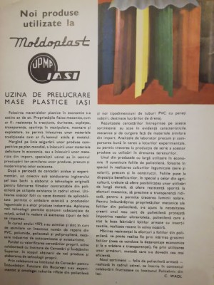 1973, Reclamă Moldoplast IASI, 17 x 24 cm, Uzina de Prelucrare a Maselor Plastic foto
