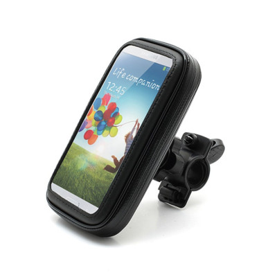 Suport husa telefon mobil Flippy pentru bicicleta si motocicleta, rezistent apa si socuri, touchscreen, 360 rotativ, negru, 4.8 - 5.4 inch foto