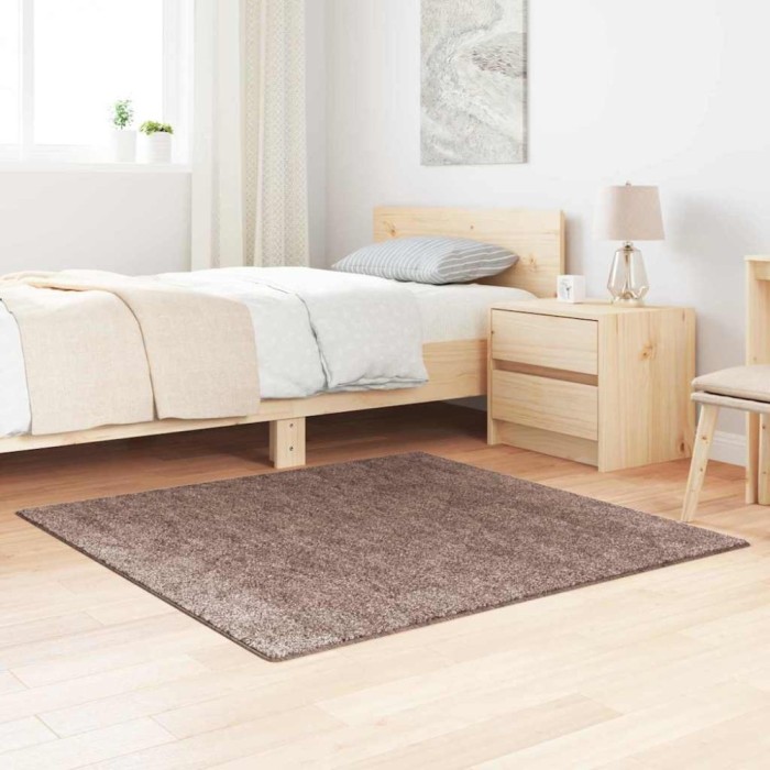 vidaXL Covor shaggy pufoasă maro 120x120 cm PP