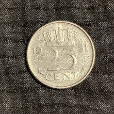 Moneda 25 cenți 1951 Olanda