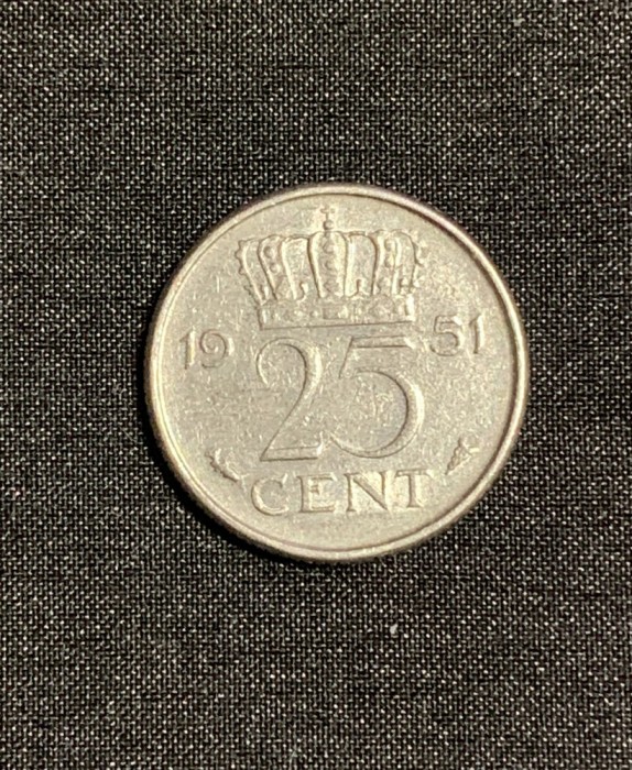 Moneda 25 cenți 1951 Olanda