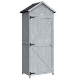 Outsunny Căsuță din lemn, 77x52.5x178cm, Dulap cu banc de lucru rabatabil | Aosom Romania