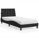 Cumpara ieftin Pat cu saltea, negru, 80x200 cm, catifea