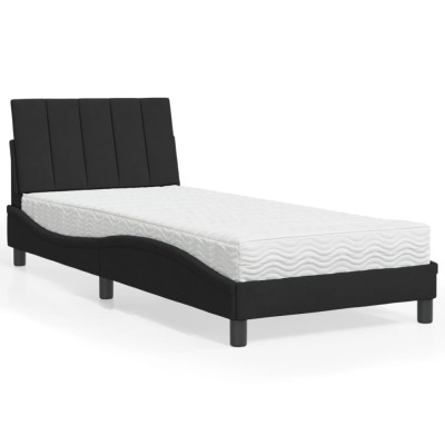 vidaXL Pat cu saltea, Hanko, negru, 80x200 cm, catifea 3208564 foto
