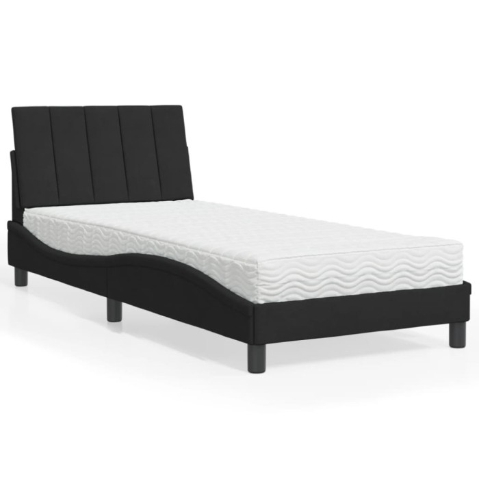 vidaXL Pat cu saltea, Hanko, negru, 80x200 cm, catifea 3208564